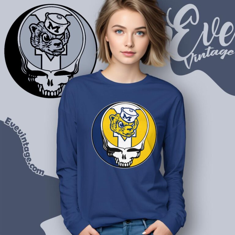 Grateful Dead Michigan Wolverines Steal Your Face Stealie Shirt Long Sleeve Tee Grateful Dead Michigan Wolverines Steal Your Face Stealie Shirt Long Sleeve Tee
