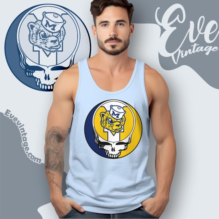 Grateful Dead Michigan Wolverines Steal Your Face Stealie Shirt Tank Top Racerback Grateful Dead Michigan Wolverines Steal Your Face Stealie Shirt Tank Top Racerback