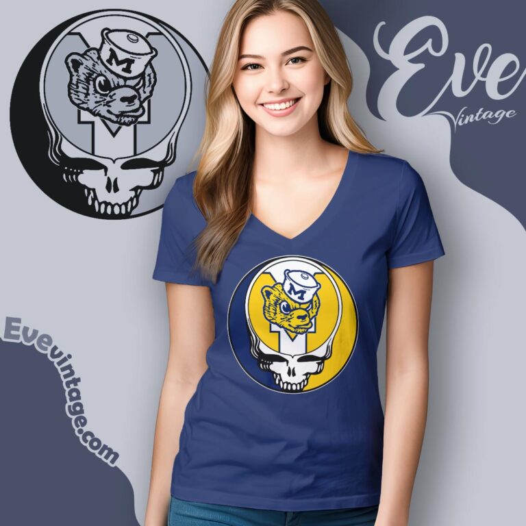 Grateful Dead Michigan Wolverines Steal Your Face Stealie Shirt V Neck TShirt Grateful Dead Michigan Wolverines Steal Your Face Stealie Shirt V Neck TShirt