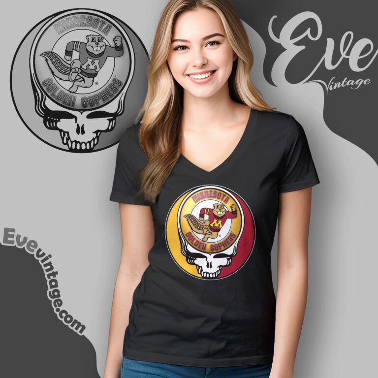 Grateful Dead Minnesota Golden Gophers Steal Your Face Stealie Shirt V Neck TShirt Grateful Dead Minnesota Golden Gophers Steal Your Face Stealie Shirt V Neck TShirt