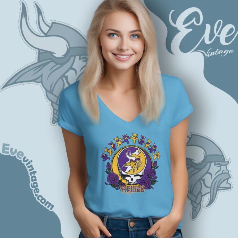 Grateful Dead Minnesota Vikings Roses Dancing Bears Shirt V Neck TShirt Grateful Dead Minnesota Vikings Roses Dancing Bears Shirt V Neck TShirt