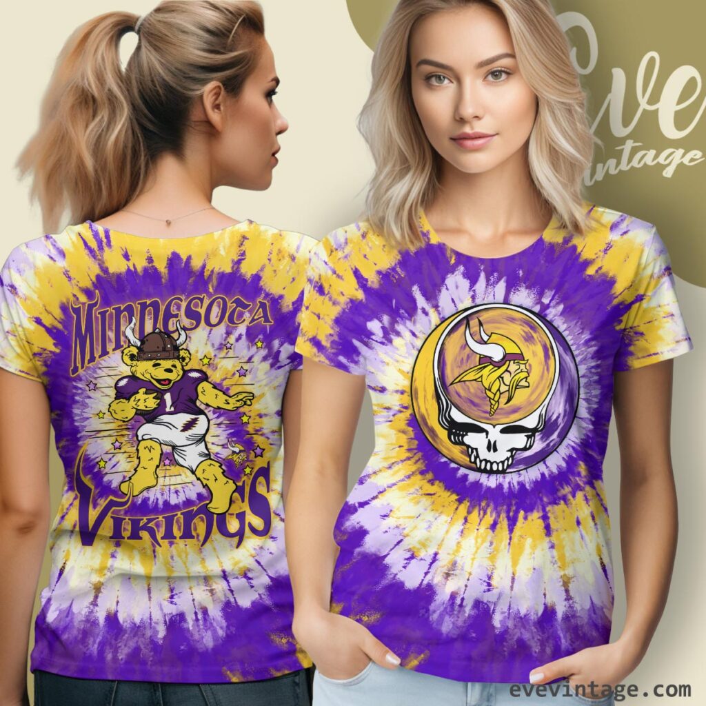 Grateful Dead Minnesota Vikings Stealie Tie-Dye Shirt