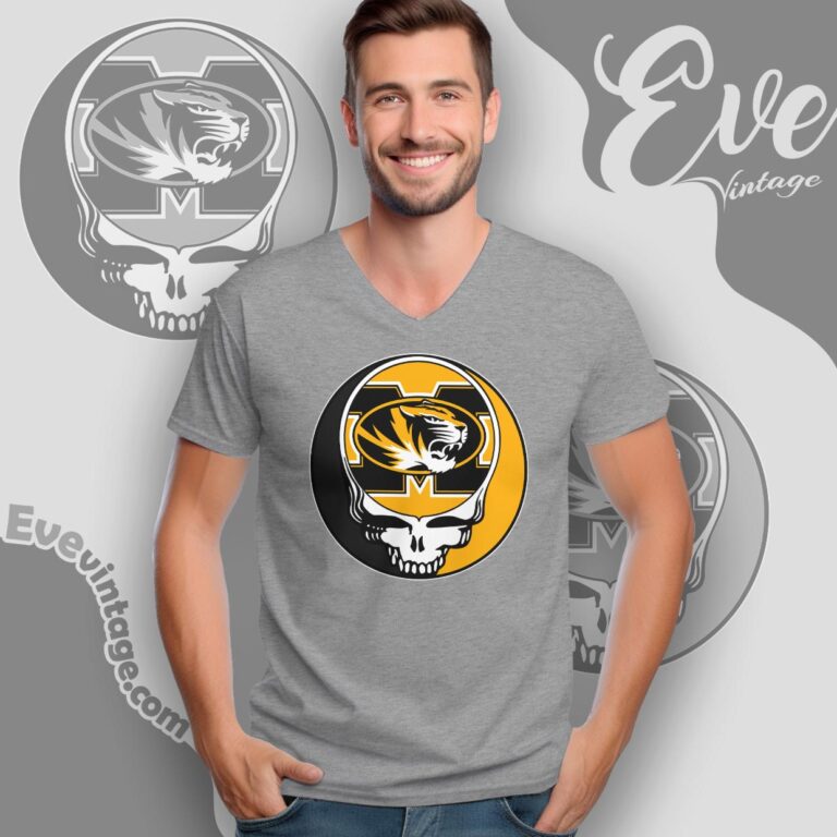 Grateful Dead Missouri Tigers Steal Your Face Stealie Shirt V Neck TShirt Grateful Dead Missouri Tigers Steal Your Face Stealie Shirt V Neck TShirt