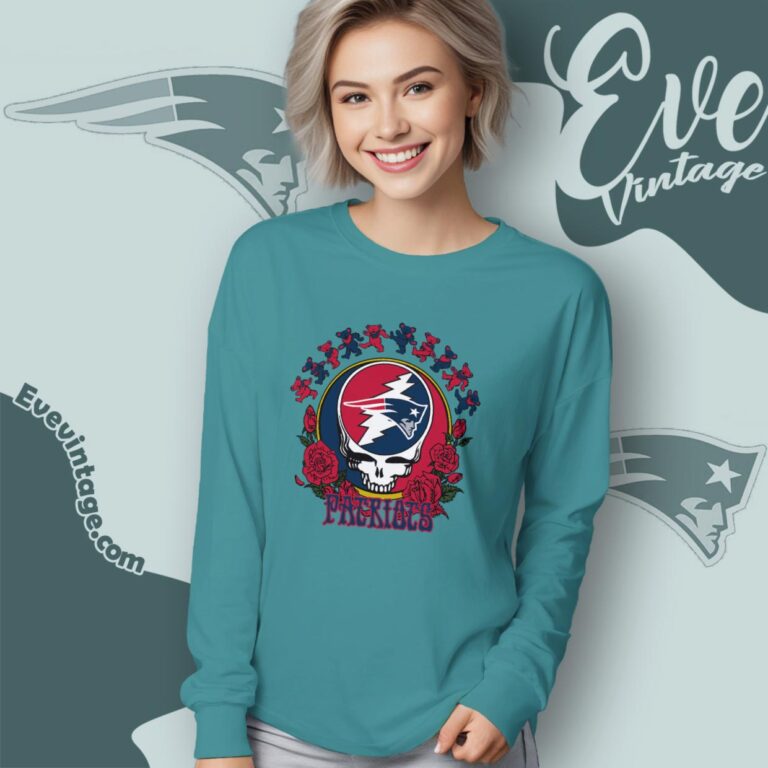 Grateful Dead New England Patriots Roses Dancing Bears Shirt Long Sleeve Tee Grateful Dead New England Patriots Roses Dancing Bears Shirt Long Sleeve Tee