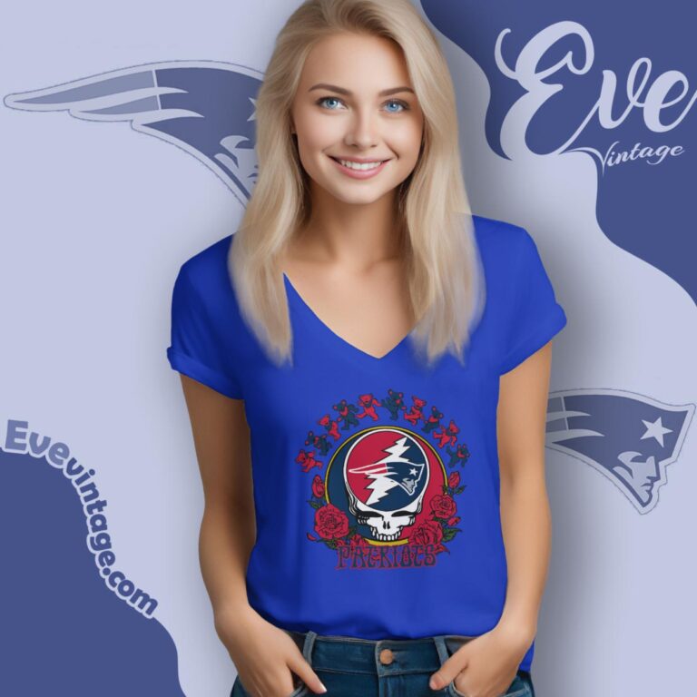 Grateful Dead New England Patriots Roses Dancing Bears Shirt V Neck TShirt Grateful Dead New England Patriots Roses Dancing Bears Shirt V Neck TShirt