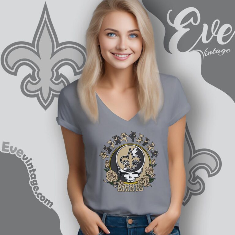 Grateful Dead New Orleans Saints Roses Dancing Bears Shirt V Neck TShirt Grateful Dead New Orleans Saints Roses Dancing Bears Shirt V Neck TShirt