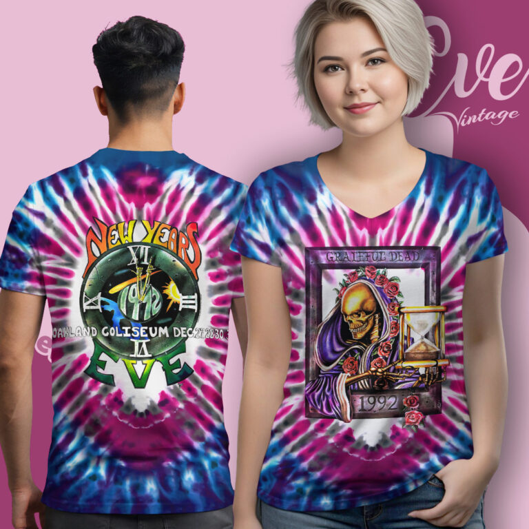 Grateful Dead New Year Eve 1992 Tie dye V Neck TShirt Grateful Dead New Year Eve 1992 Tie dye V Neck TShirt