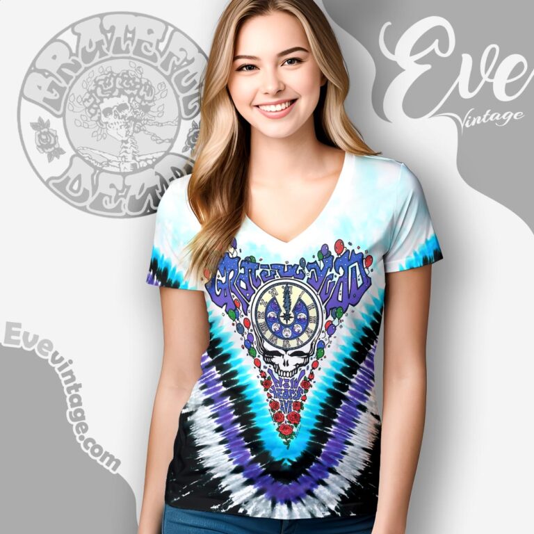 Grateful Dead New Years Eve Tour 1991 Midnight Hour Tie dye V neck Grateful Dead New Years Eve Tour 1991 Midnight Hour Tie dye V neck