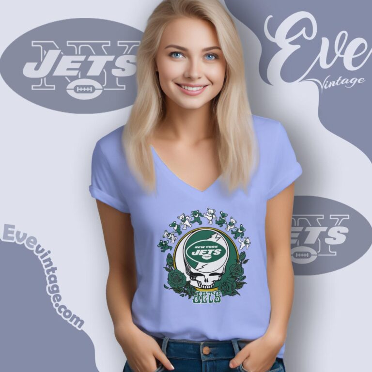 Grateful Dead New York Jets Roses Dancing Bears Shirt V Neck TShirt Grateful Dead New York Jets Roses Dancing Bears Shirt V Neck TShirt