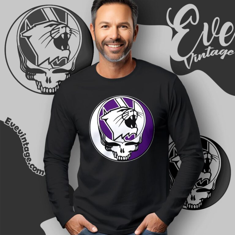Grateful Dead Northwestern Wildcats Steal Your Face Stealie Shirt Long Sleeve Tee Grateful Dead Northwestern Wildcats Steal Your Face Stealie Shirt Long Sleeve Tee