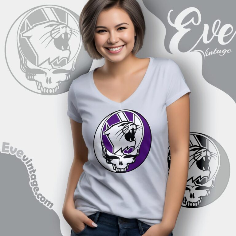 Grateful Dead Northwestern Wildcats Steal Your Face Stealie Shirt V Neck TShirt Grateful Dead Northwestern Wildcats Steal Your Face Stealie Shirt V Neck TShirt