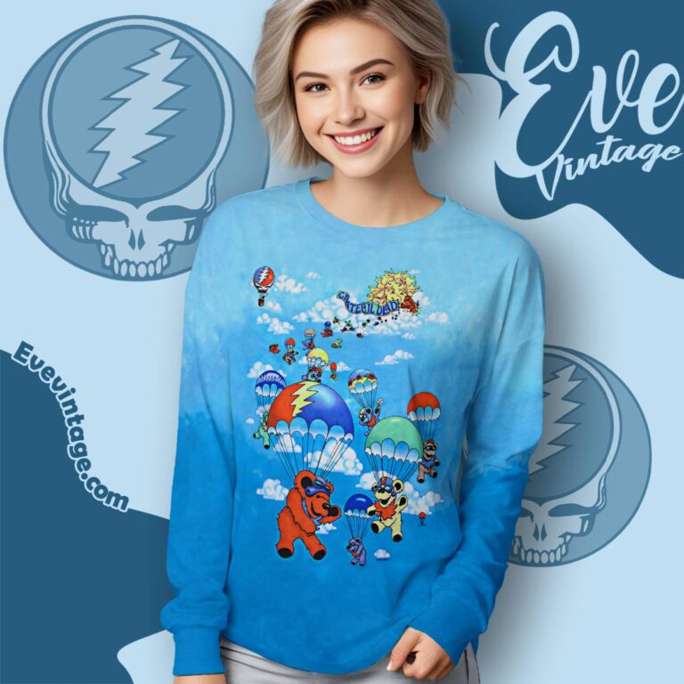 Grateful Dead Parachuting Bears Tie Dye Shirt Long Seeve Grateful Dead Parachuting Bears Tie Dye Shirt Long Seeve