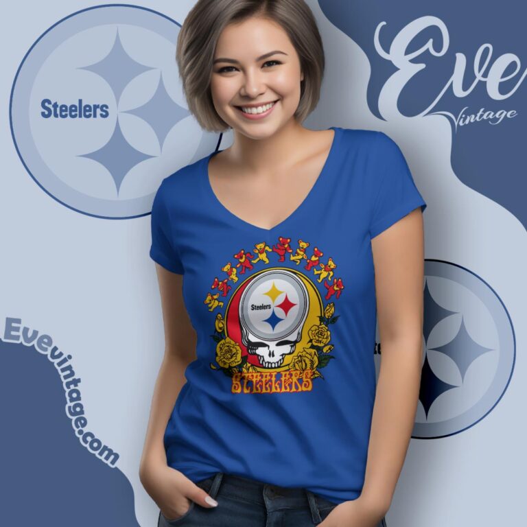 Grateful Dead Pittsburgh Steelers Roses Dancing Bears Shirt V Neck TShirt Grateful Dead Pittsburgh Steelers Roses Dancing Bears Shirt V Neck TShirt