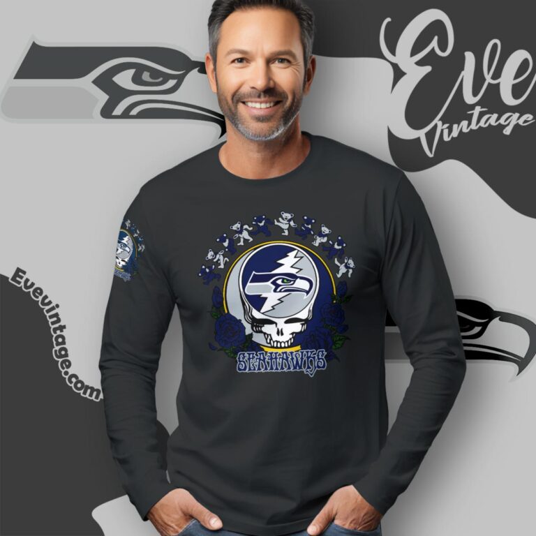 Grateful Dead Seattle Seahawks Roses Dancing Bears Shirt Long Sleeve Tee Grateful Dead Seattle Seahawks Roses Dancing Bears Shirt Long Sleeve Tee