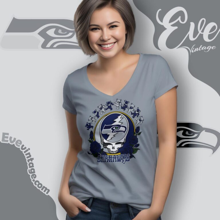 Grateful Dead Seattle Seahawks Roses Dancing Bears Shirt V Neck TShirt Grateful Dead Seattle Seahawks Roses Dancing Bears Shirt V Neck TShirt