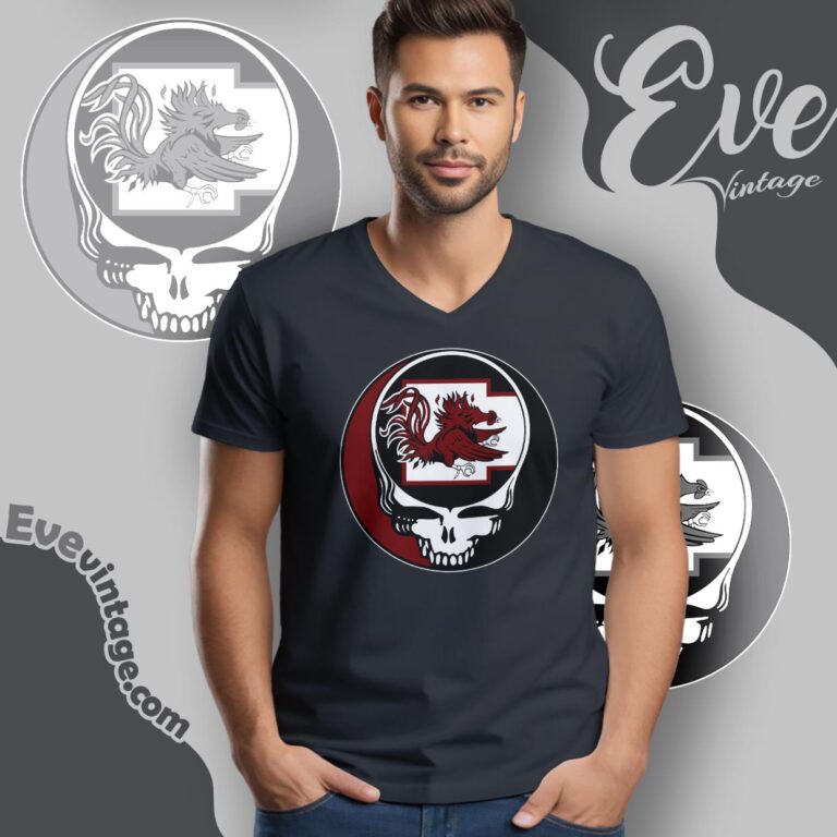 Grateful Dead South Carolina Gamecocks Steal Your Face Stealie Shirt V Neck TShirt Grateful Dead South Carolina Gamecocks Steal Your Face Stealie Shirt V Neck TShirt