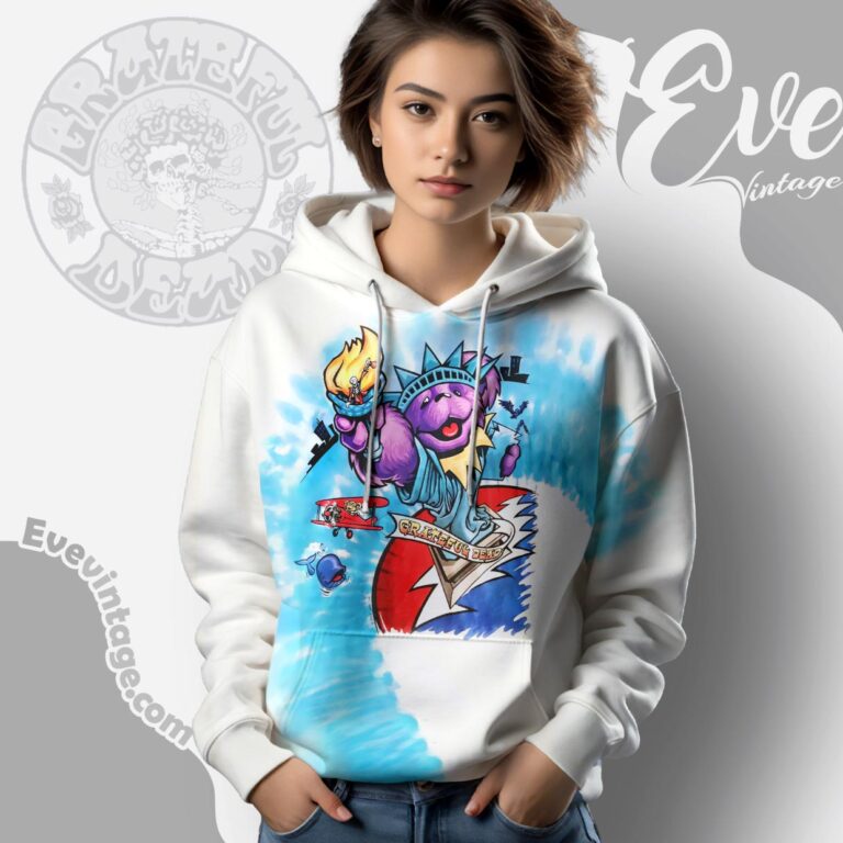 Grateful Dead Statue Of Liberty Bear 1998 Tie dye Hoodie Grateful Dead Statue Of Liberty Bear 1998 Tie dye Hoodie