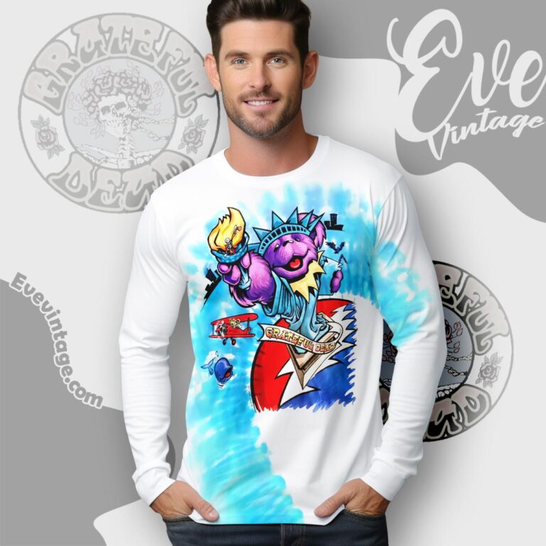 Grateful Dead Statue Of Liberty Bear 1998 Tie dye Long Sleeve Tee Grateful Dead Statue Of Liberty Bear 1998 Tie dye Long Sleeve Tee