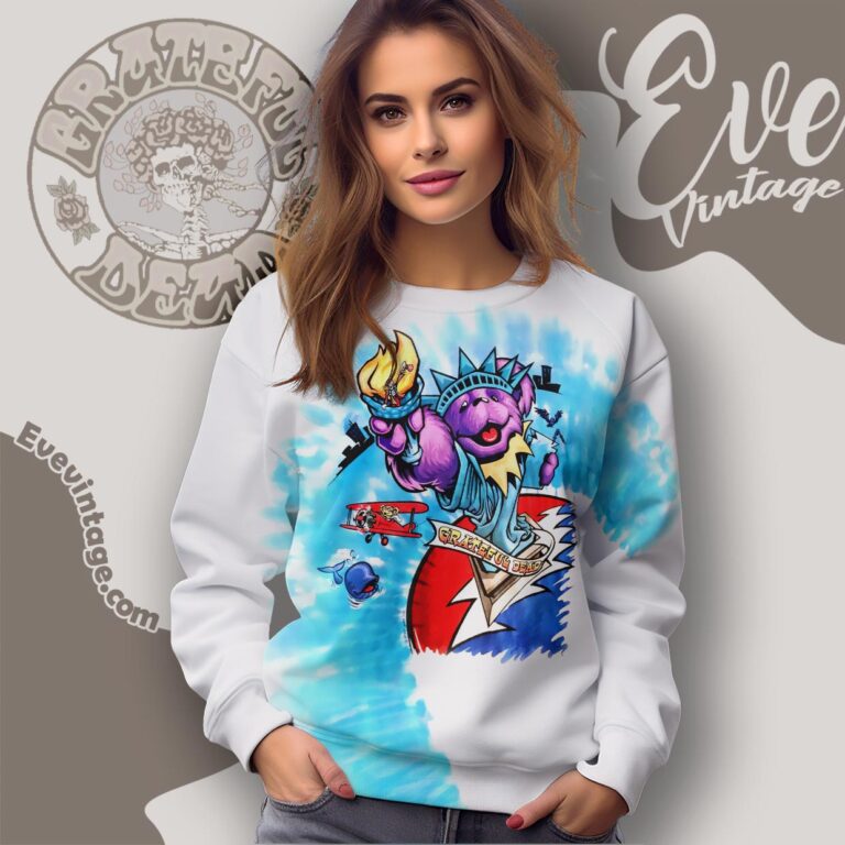 Grateful Dead Statue Of Liberty Bear 1998 Tie dye Sweatshirt Grateful Dead Statue Of Liberty Bear 1998 Tie dye Sweatshirt