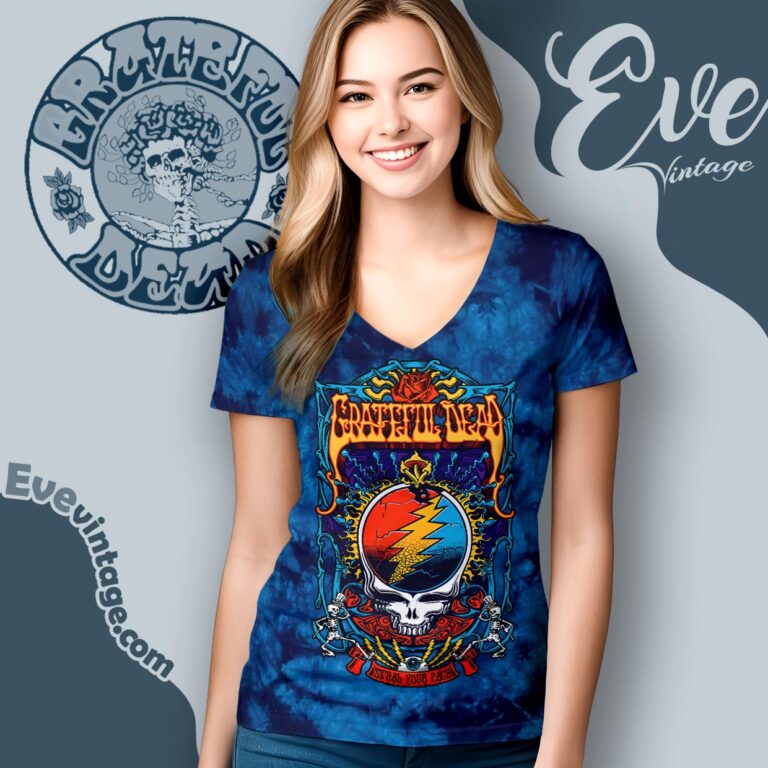 Grateful Dead Steal Your Trippy Tie dye V Neck TShirt Grateful Dead Steal Your Trippy Tie dye V Neck TShirt