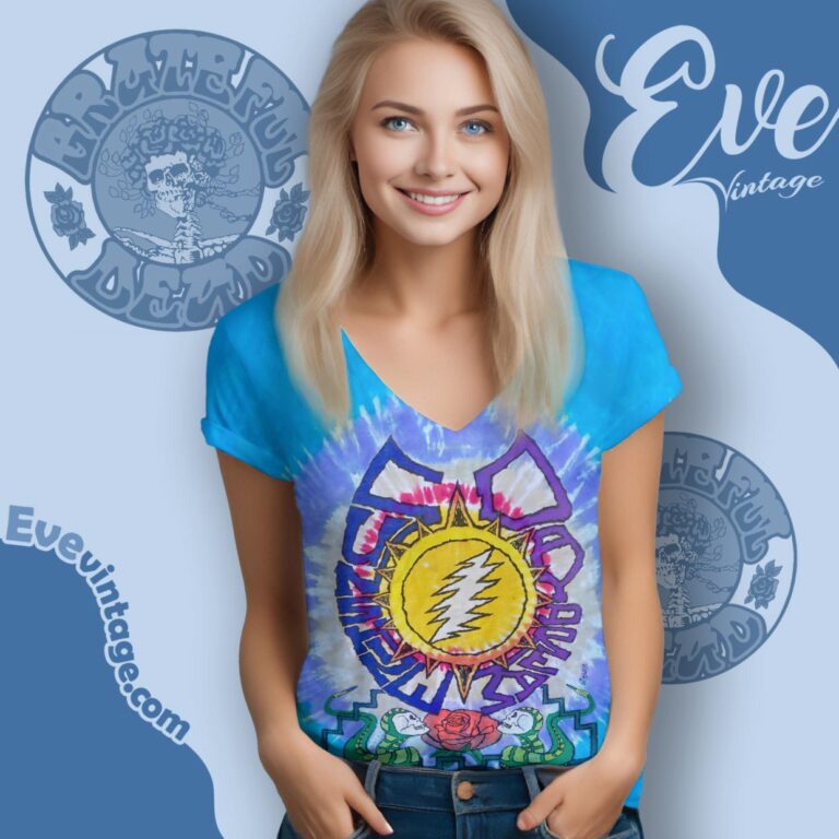 Grateful Dead Summer 1990 Tour Tie dye Shirt V Neck TShirt Grateful Dead Summer 1990 Tour Tie dye Shirt V Neck TShirt