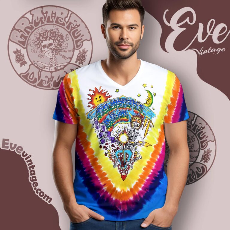 Grateful Dead Summer Tour 1992 Tie dye V Neck TShirt Grateful Dead Summer Tour 1992 Tie dye V Neck TShirt