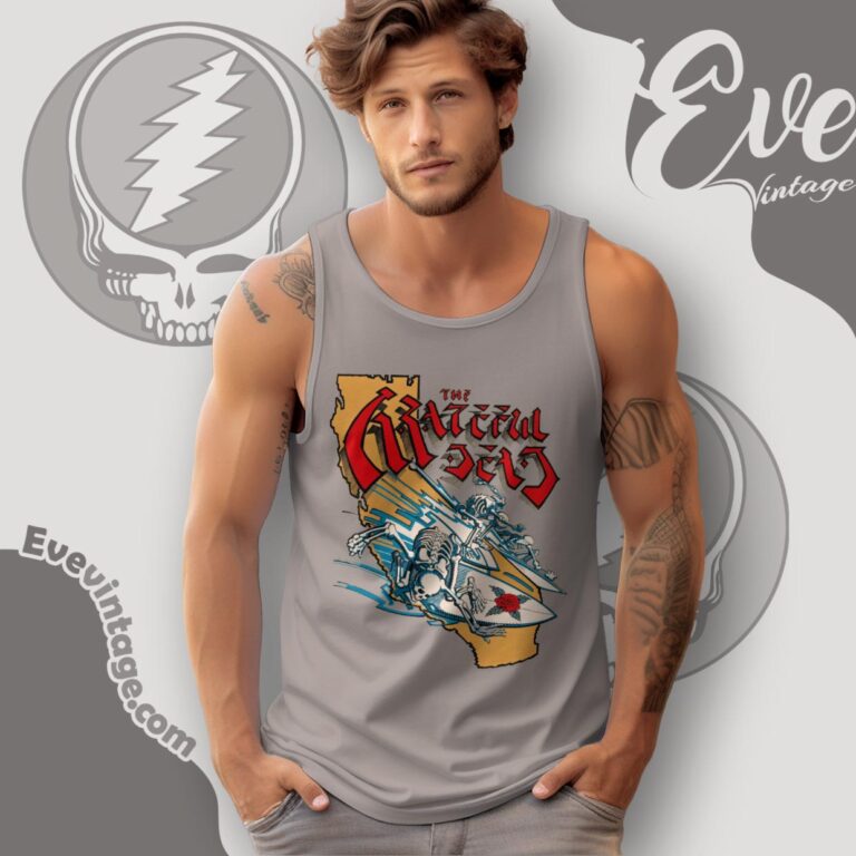 Grateful Dead Surfing Shirt California Tour 1987 Tank Top Racerback Grateful Dead Surfing Shirt California Tour 1987 Tank Top Racerback