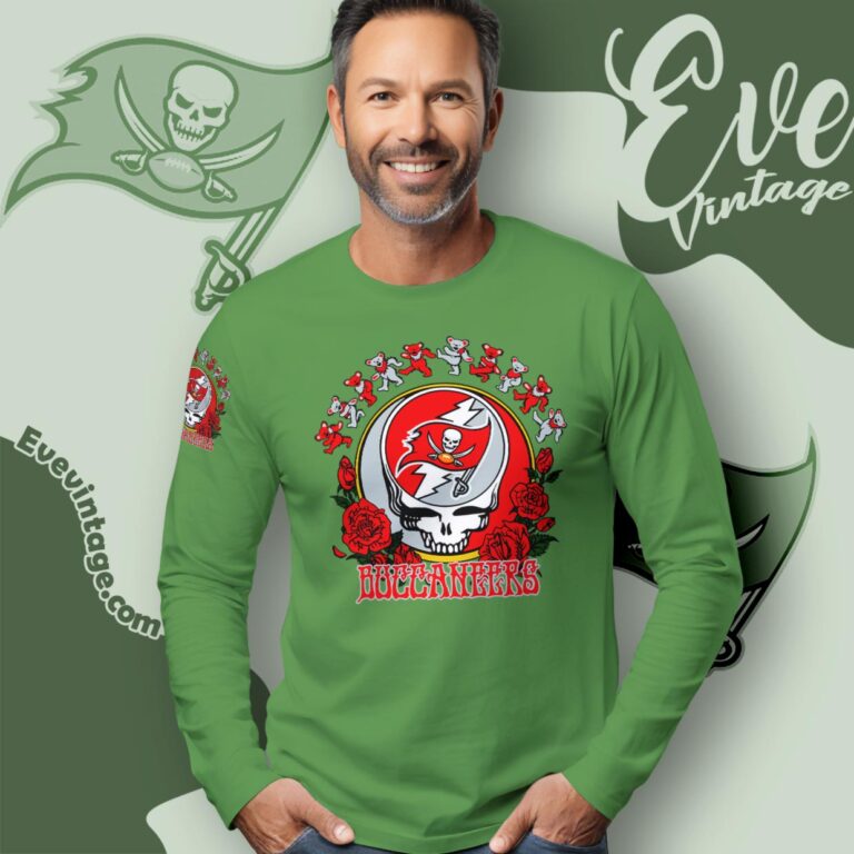 Grateful Dead Tampa Bay Buccaneers Roses Dancing Bears Shirt Long Sleeve Tee Grateful Dead Tampa Bay Buccaneers Roses Dancing Bears Shirt Long Sleeve Tee