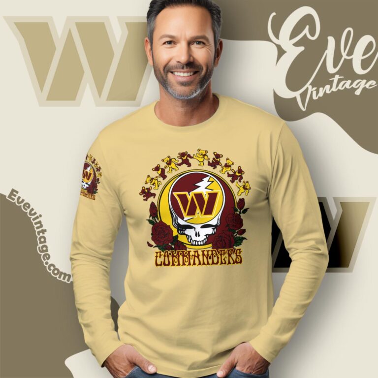 Grateful Dead Washington Commanders Roses Dancing Bears Shirt Long Sleeve Tee Grateful Dead Washington Commanders Roses Dancing Bears Shirt Long Sleeve Tee