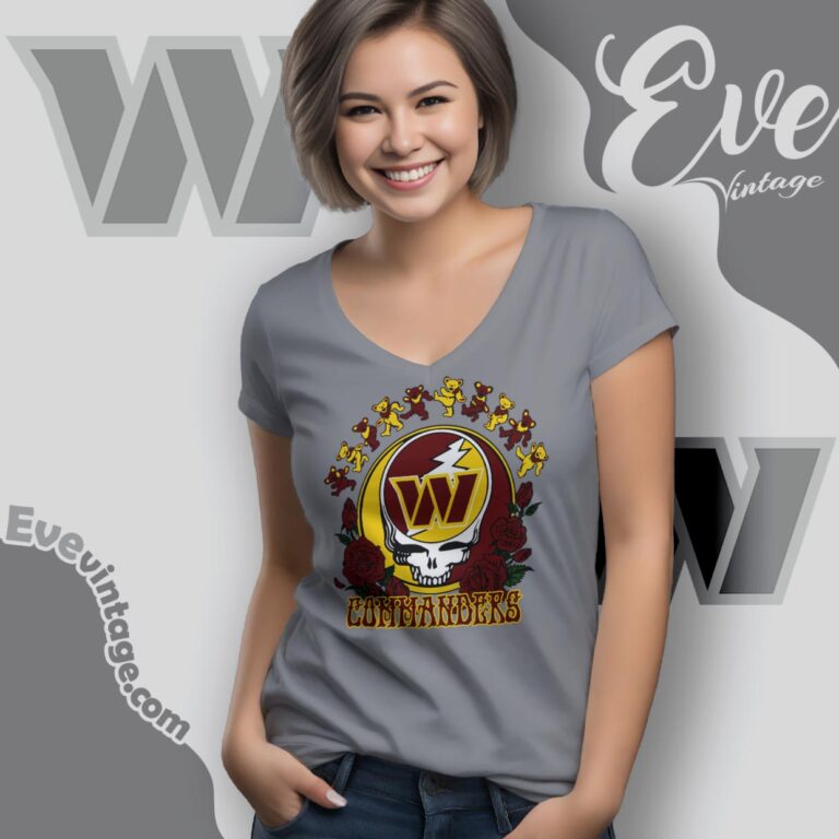 Grateful Dead Washington Commanders Roses Dancing Bears Shirt V Neck TShirt Grateful Dead Washington Commanders Roses Dancing Bears Shirt V Neck TShirt
