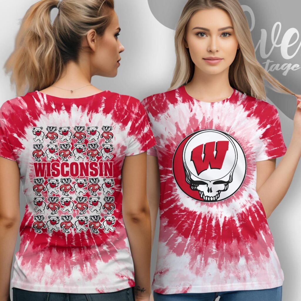 Grateful Dead Wisconsin Badgers Steal Your Face Tie-Dye Shirt