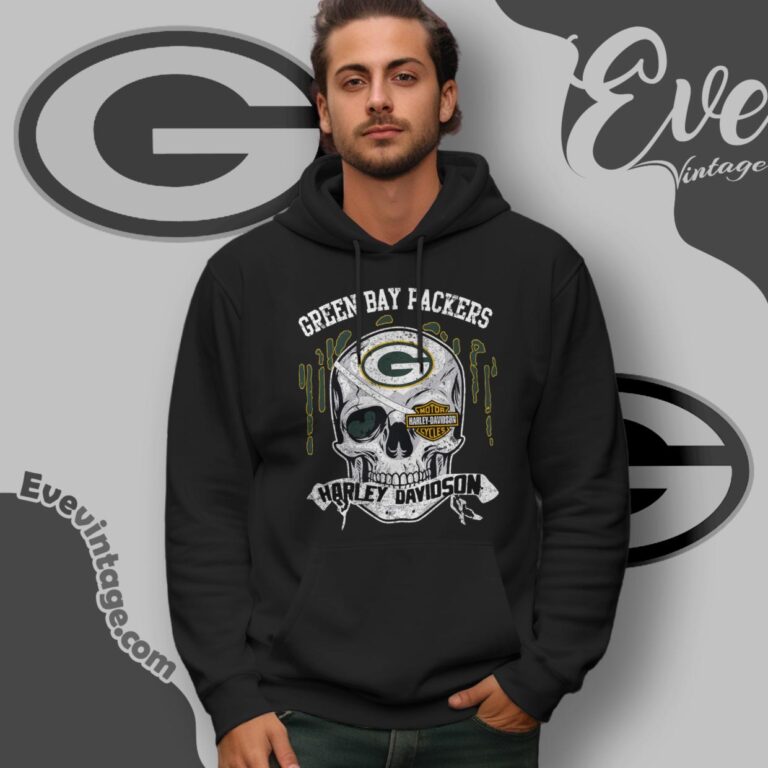 Green Bay Packers Harley Davidson Skull Shirt Hoodie Green Bay Packers Harley Davidson Skull Shirt Hoodie