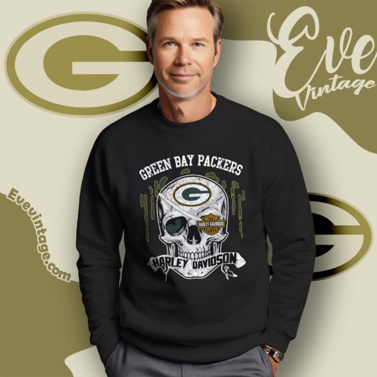 Green Bay Packers Harley Davidson Skull Shirt Sweatshirt Green Bay Packers Harley Davidson Skull Shirt Sweatshirt
