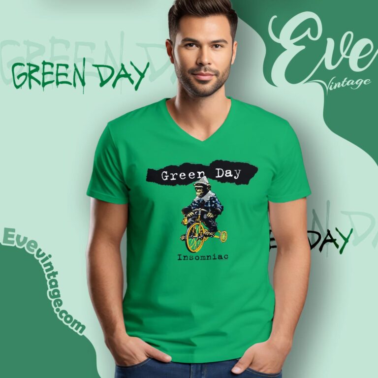 Green Day Winston Smith Insomniac 1995 North American Tour Shirt V Neck TShirt Green Day Winston Smith Insomniac 1995 North American Tour Shirt V Neck TShirt