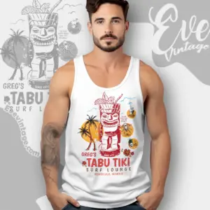 Gregs Tabu Tiki Surf Lounge Shirt Honolulu Tiki Bar Tank Top Racerback