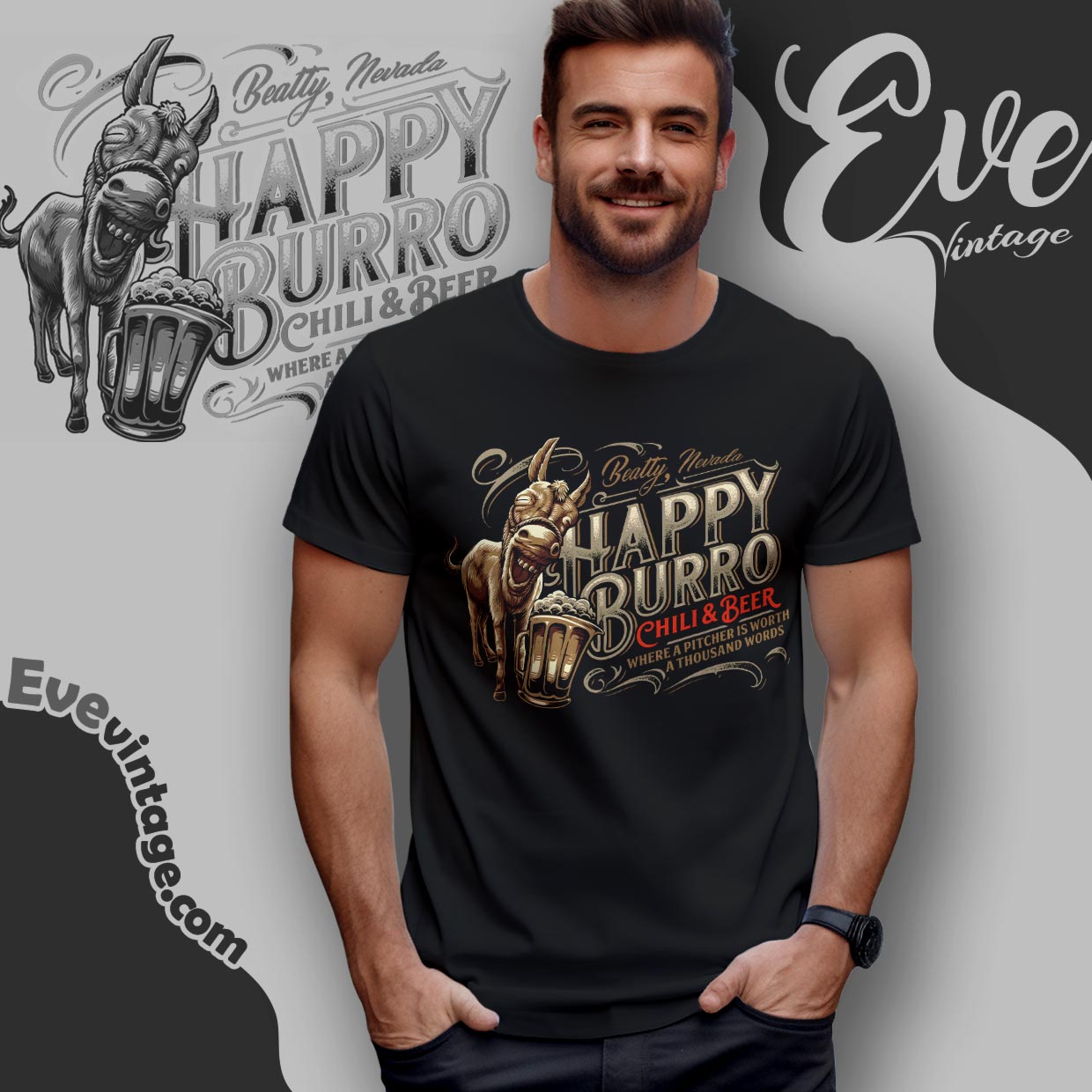Happy Burro Chili and Beer Shirt – Nevada Dive Bars Tee Happy Burro Chili and Beer Shirt – Nevada Dive Bars Tee