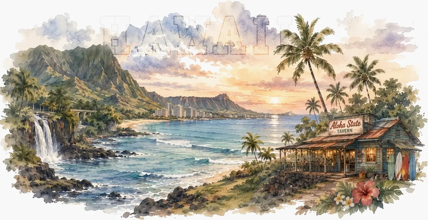Hawaii Dive Bar Graphic Tee & Apparel Artword
