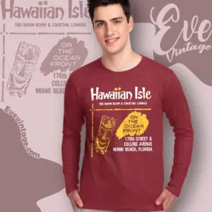 Hawaiian Isle Shirt Miami Beach Fl Tiki Bar Long Sleeve Tee