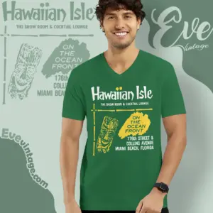 Hawaiian Isle Shirt Miami Beach Fl Tiki Bar V Neck TShirt