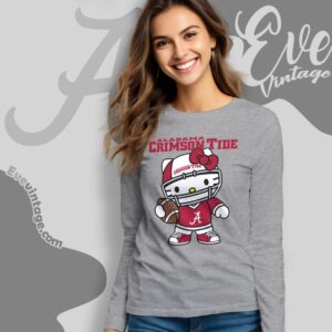 Hello Kitty Alabama Crimson Tide Football Shirt Long Sleeve Tee