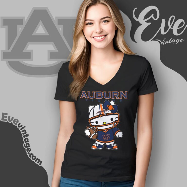 Hello Kitty Auburn Tigers Football Shirt V Neck TShirt Hello Kitty Auburn Tigers Football Shirt V Neck TShirt