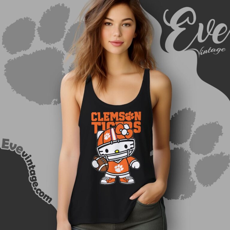 Hello Kitty Clemson Tigers Football Shirt Tank Top Racerback Hello Kitty Clemson Tigers Football Shirt Tank Top Racerback