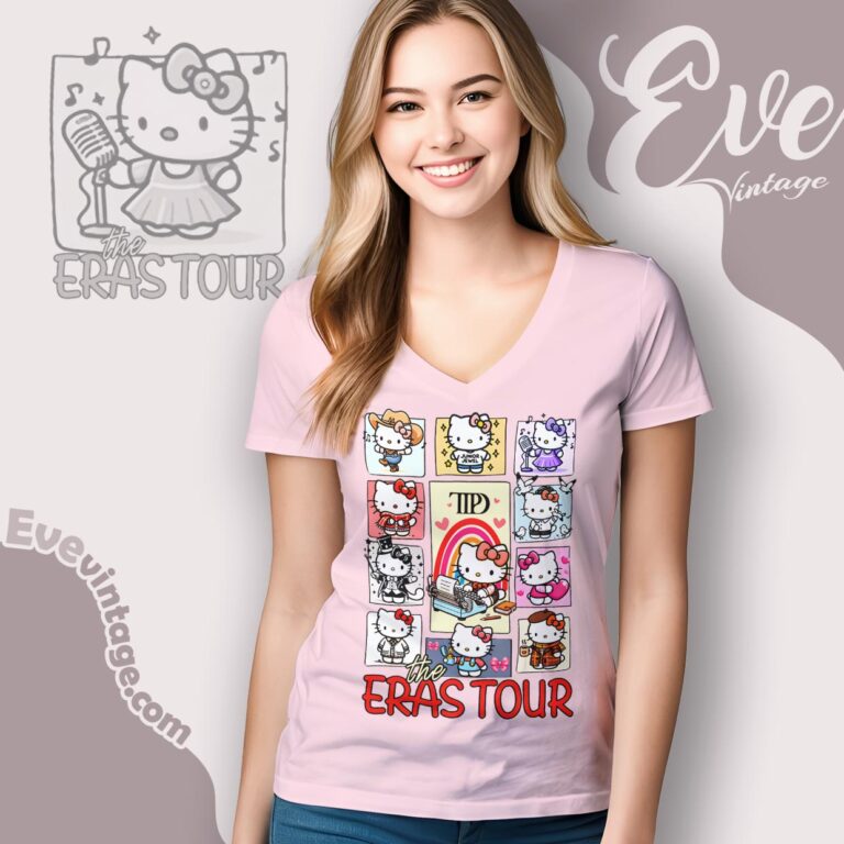 Hello Kitty Eras Tour Shirt V Neck TShirt Hello Kitty Eras Tour Shirt V Neck TShirt
