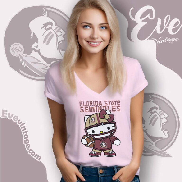 Hello Kitty Florida State Seminoles Football Shirt V Neck TShirt Hello Kitty Florida State Seminoles Football Shirt V Neck TShirt