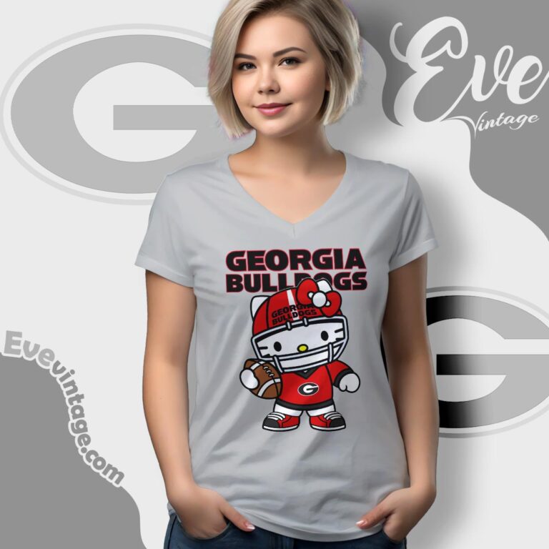 Hello Kitty Georgia Bulldogs Football Shirt V Neck TShirt Hello Kitty Georgia Bulldogs Football Shirt V Neck TShirt