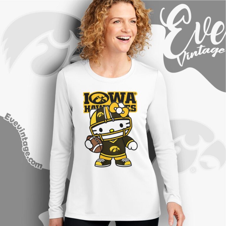 Hello Kitty Iowa Hawkeyes Football Shirt Long Sleeve Tee Hello Kitty Iowa Hawkeyes Football Shirt Long Sleeve Tee