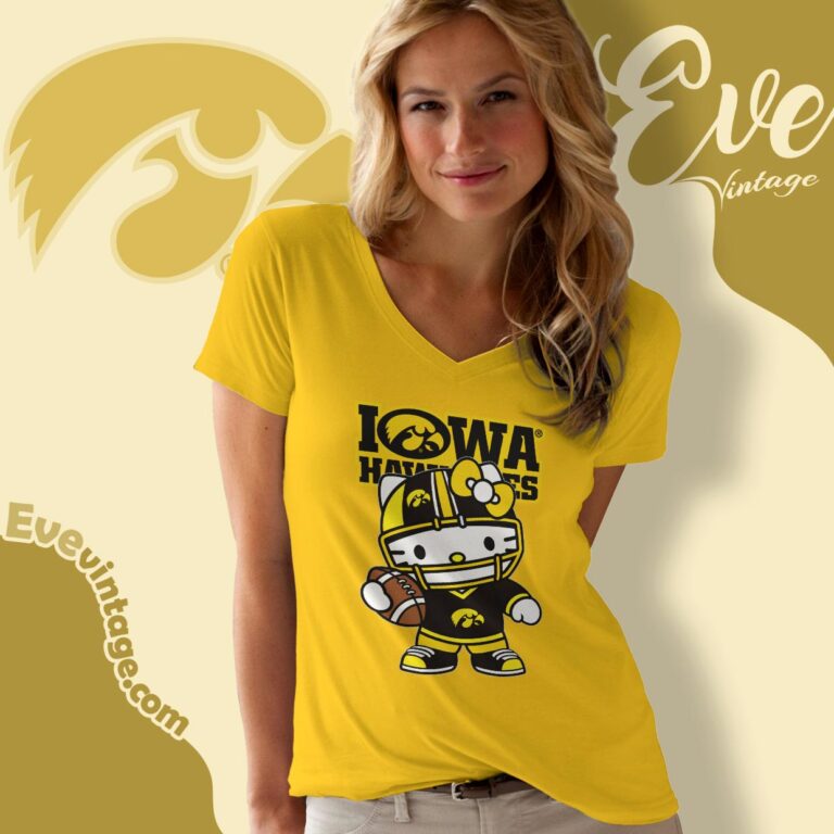 Hello Kitty Iowa Hawkeyes Football Shirt V Neck TShirt Hello Kitty Iowa Hawkeyes Football Shirt V Neck TShirt
