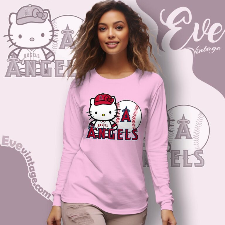 Hello Kitty Los Angeles Angels Shirt Long Sleeve Tee Hello Kitty Los Angeles Angels Shirt Long Sleeve Tee