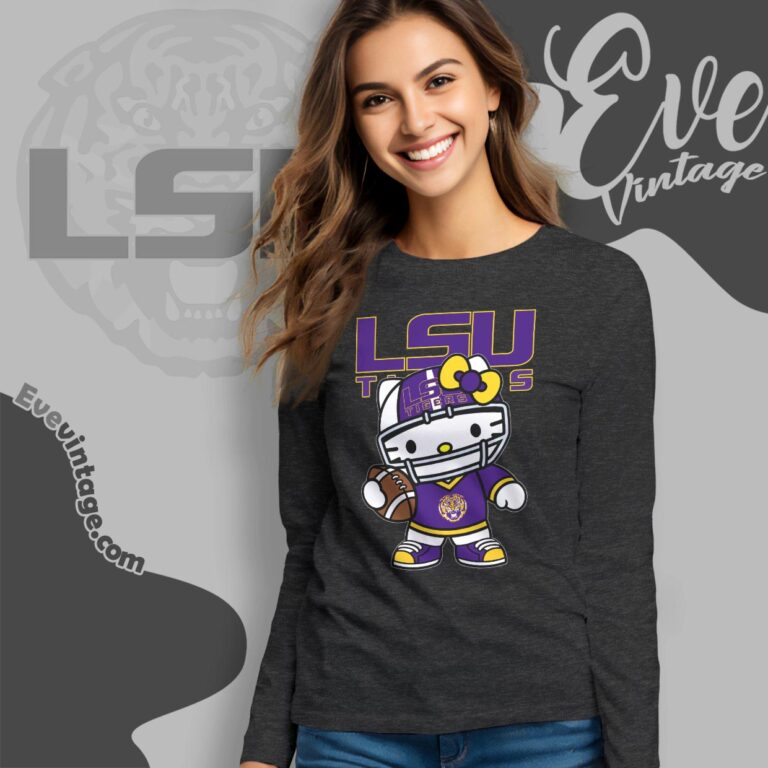 Hello Kitty Lsu Tigers Football Shirt Long Sleeve Tee Hello Kitty Lsu Tigers Football Shirt Long Sleeve Tee