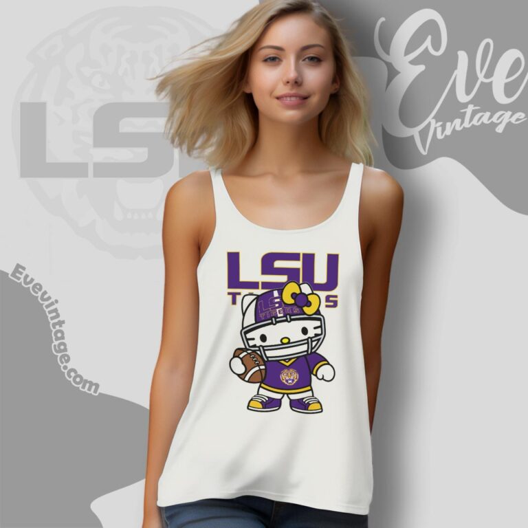 Hello Kitty Lsu Tigers Football Shirt Tank Top Racerback Hello Kitty Lsu Tigers Football Shirt Tank Top Racerback